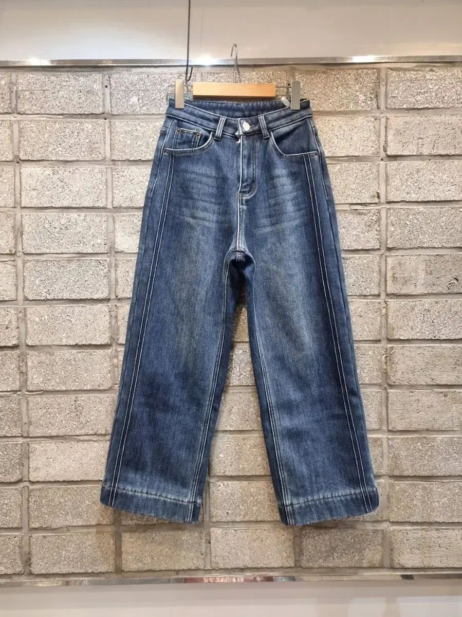 割引 ライン スリット 厚手 起毛 デニム パンツ