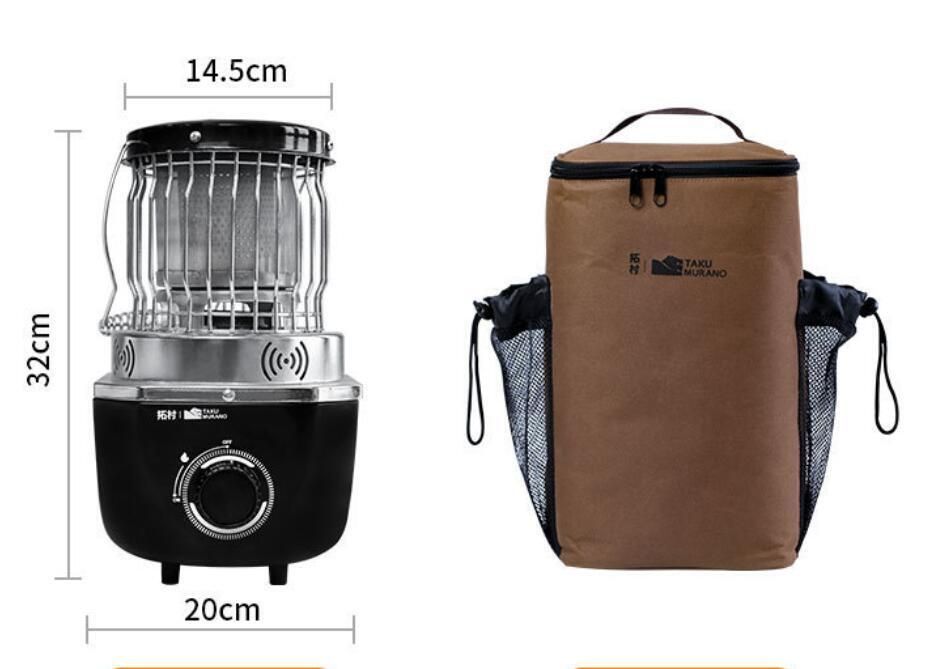 キャンプ用ガスストーブ 暖炉ガスバーナーコンロ ヒーター 1700 g ×14.5 cm 2300 w CB缶アウトドア野外登山 収納付き ブラック