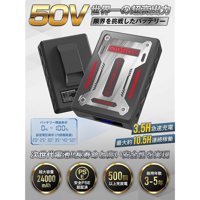 【新品未使用】2025最新最高出力 52V ファンバッテリーセット　16980円 楽天市場】【最新2025 42V業界最強 30000mAh】作業服 ファンバッテリー