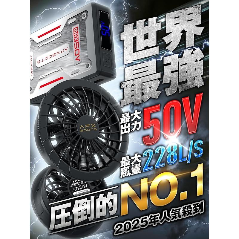 LABWIND 2025最高 50 V超高出力 228 L S暴風 ファンバッテリーセット ファン付きベスト 24000 mAh大容量 PSE認証済 6段階風力調節 内径9 cm汎用設計 扇風機付き作業服対応 猛暑対策 1