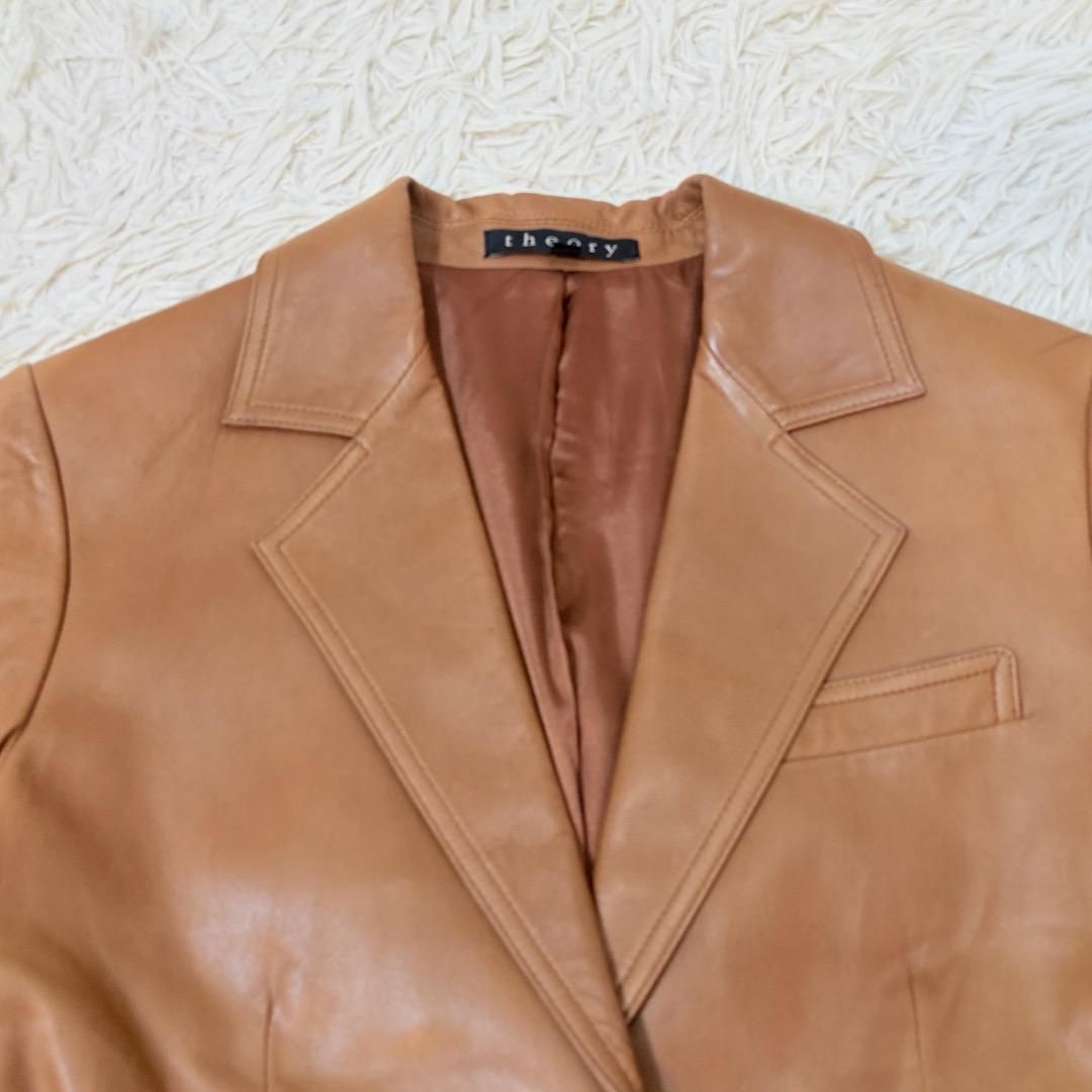極美品 セオリー 本革 羊革 レザージャケット S 高級シープ ブラウン