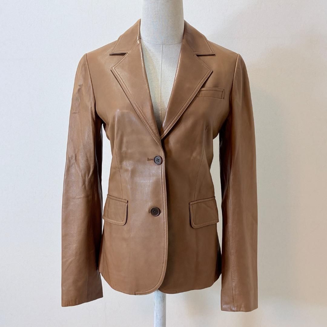 極美品 セオリー 本革 羊革 レザージャケット S 高級シープ ブラウン