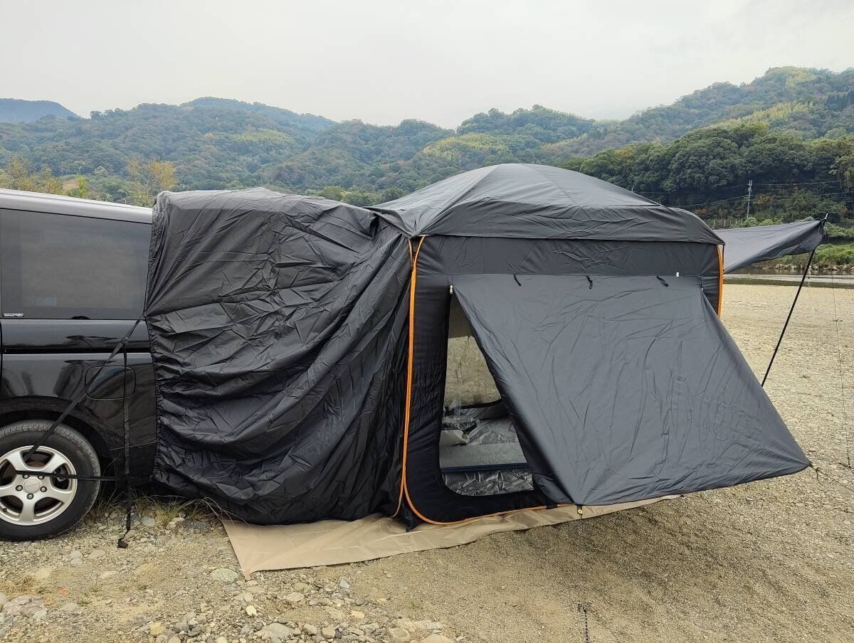  リアハッチテント バックドアテント ポップアップ式 リアゲートテント カーサイドタープ 高さ2 m 幅2 奥行2 車中泊 黒 タープ シェード本体 タープ シェード