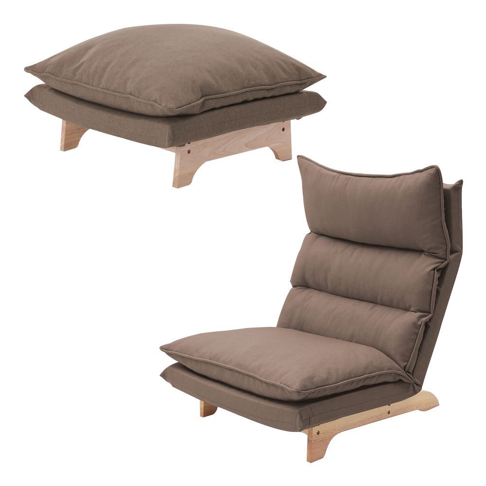 脚付きリクライニングローソファ オットマンセット Cowser-カウザー- SH-07-FRZ-S-D-BR ブラウン