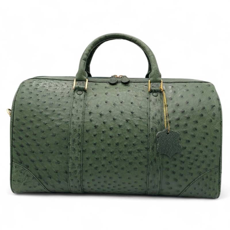 ボストンバッグ 2 way ショルダーバッグ オーストリッチ 大容量 斜め掛け クロスボディ 旅行 グリーン 緑