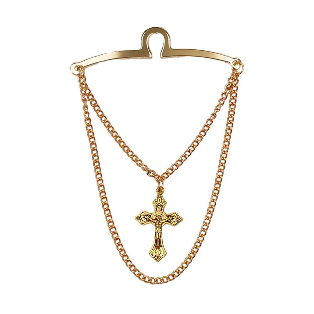 おもしろ 十字架 チェーン ネクタイピン メンズ おしゃれ ゴールド