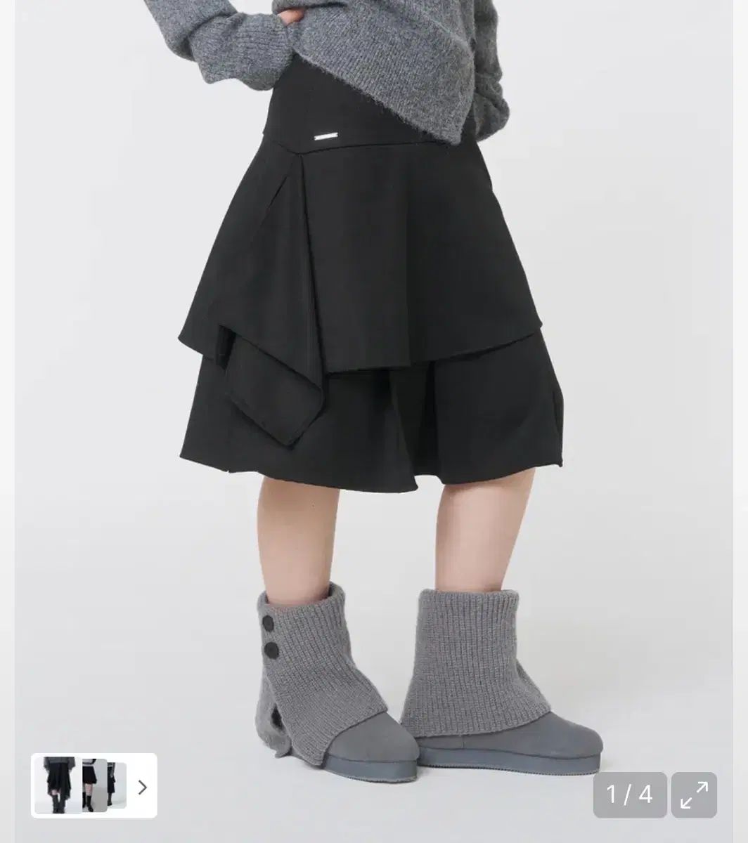 迷キーソウル Sei layered midi Skirt BLACK