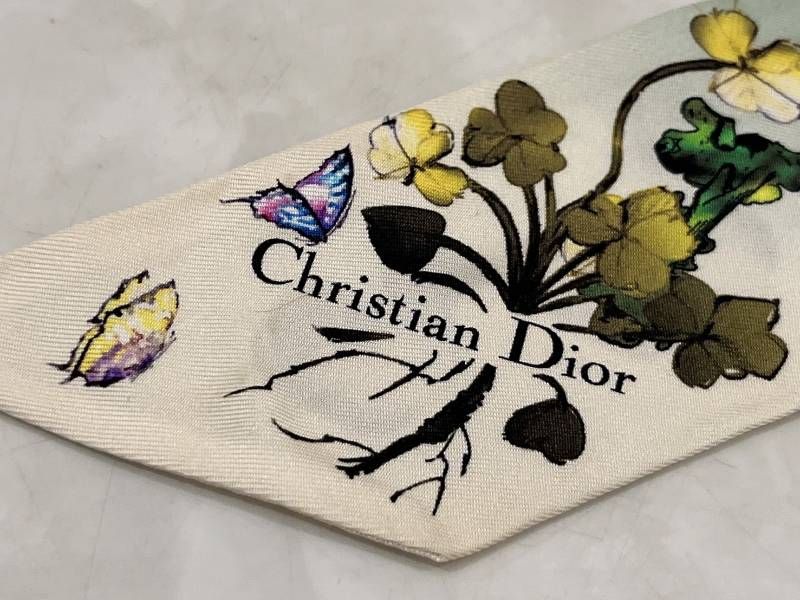 クリスチャンディオール ミッツァ スカーフ 花 鳥 蝶 リボン Dior