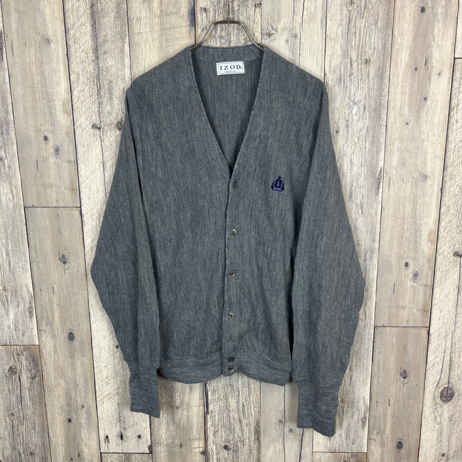 OLD IZOD 90 s アイゾッド 米国製 アクリル ニット カーディガン メンズ L サイズ