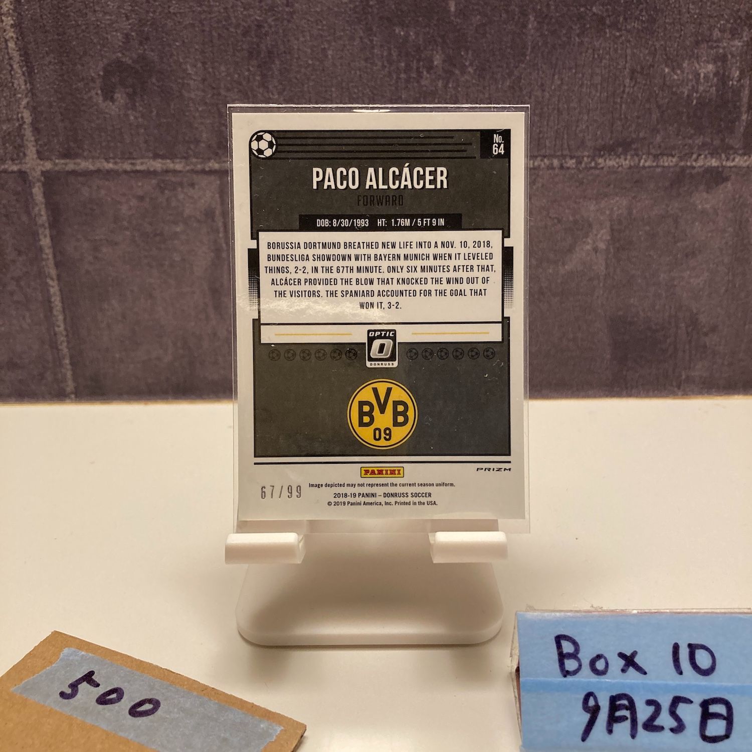 2018-19 Panini Donruss Optic Paco Alcacer 67/99 Borussia Dortmund