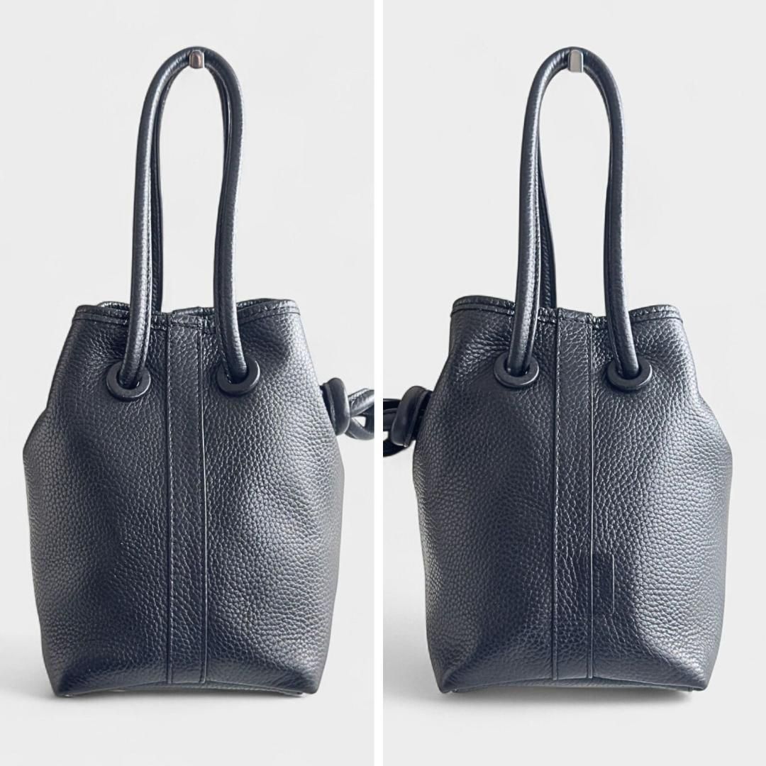 VASIC BOND ヴァジック ボンド ショルダーバッグ 巾着 シボ 肩掛け 極美品】vasic bond mini ヴァジック 黒 2way 巾着ショルダー ミニ