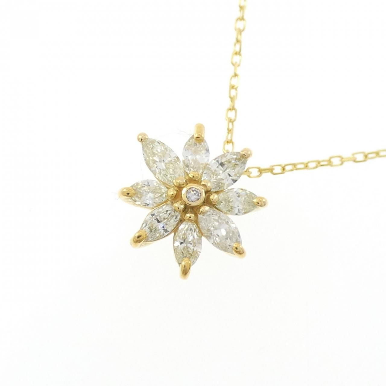 K18YG フラワー ダイヤモンド ネックレス 0.50CT - メルカリ
