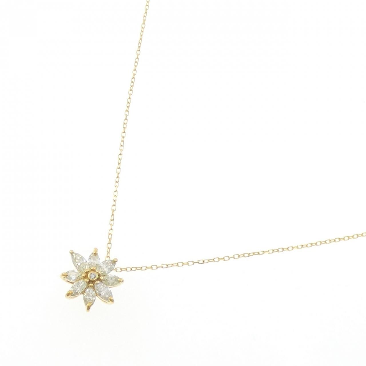 K18YG フラワー ダイヤモンド ネックレス 0.50CT - メルカリ