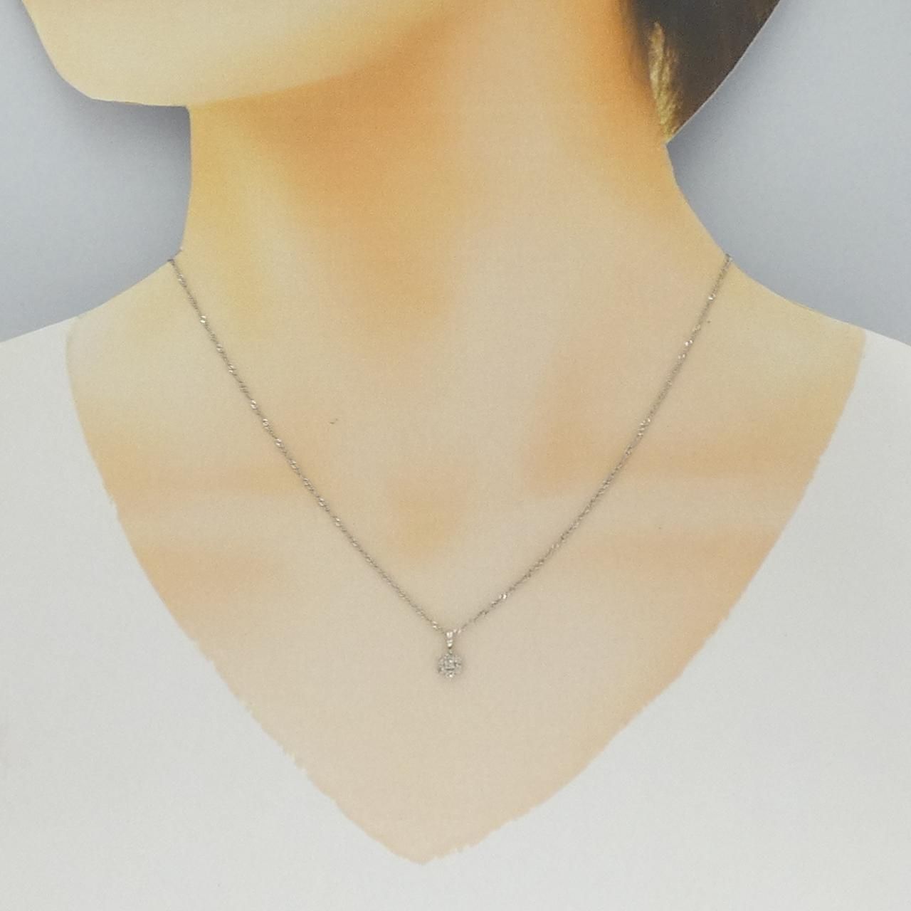 PT900/PT850 フラワー ダイヤモンド ネックレス 0.15CT - メルカリ