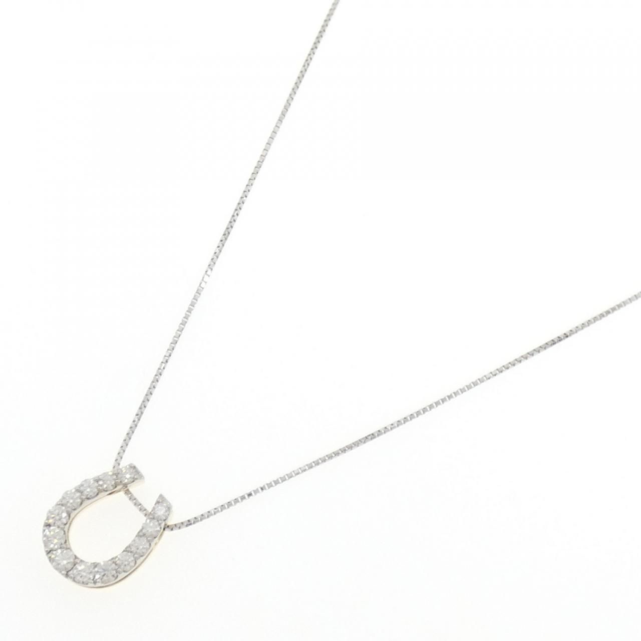 PT 900 K 18 YG 850 ホースシュー ダイヤモンド ネックレス 0.50 CT