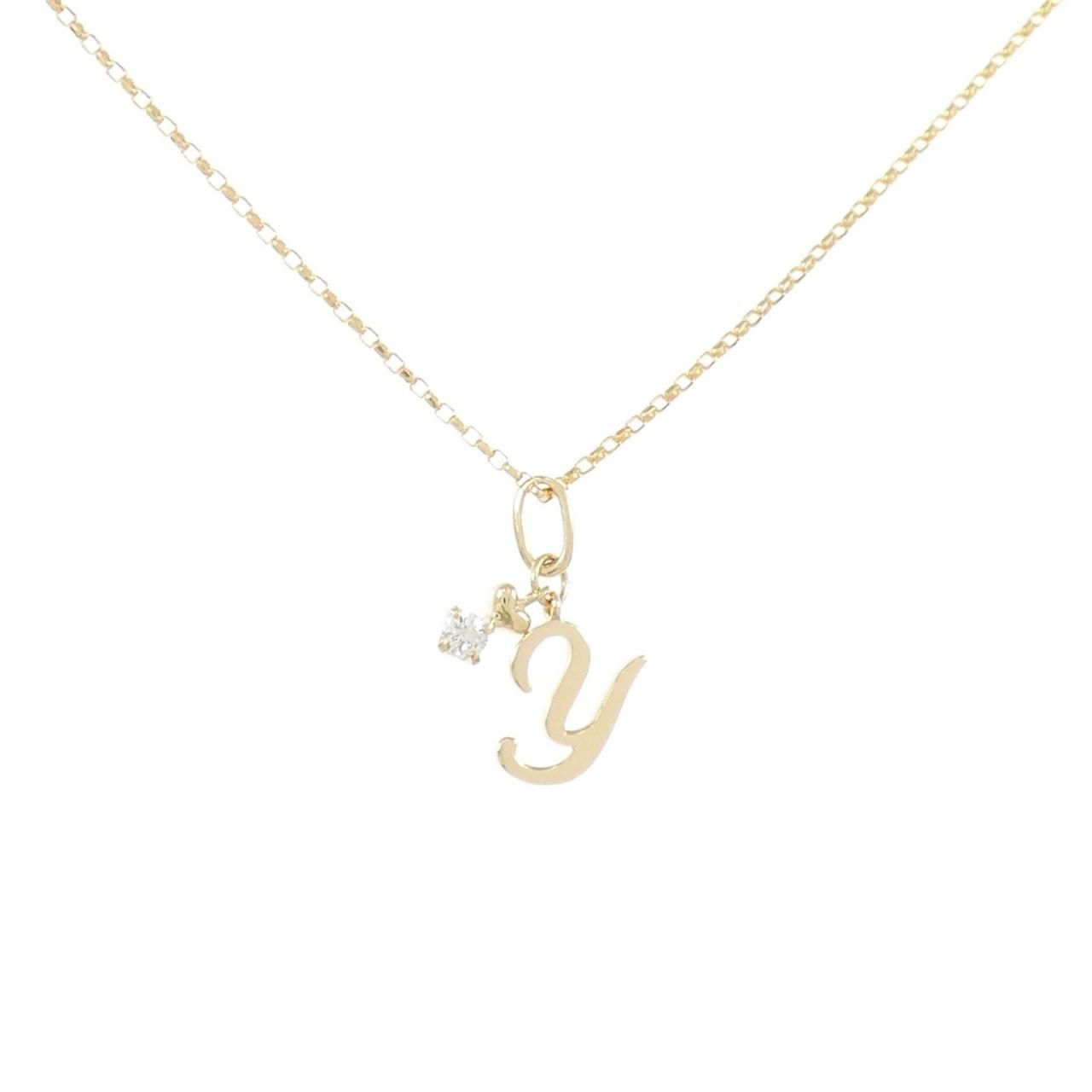 K 18 YG イニシャルY ダイヤモンド ネックレス