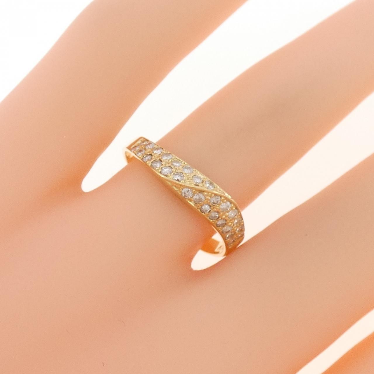 K18 YG 3.76g ダイヤ 0.08ct V字 リング 21号弱 K18 YG 3.76g ダイヤ 0.08ct V字 リング 21号弱