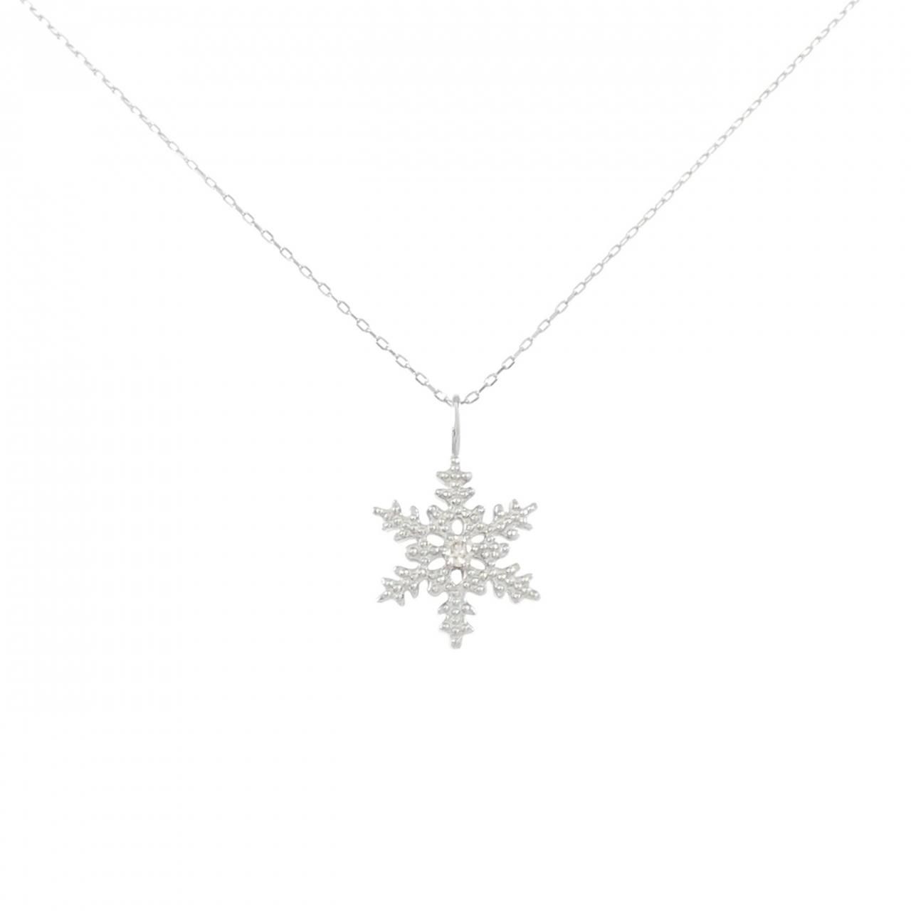 PT 950 850 スノーフレーク ダイヤモンド ネックレス 0.02 CT
