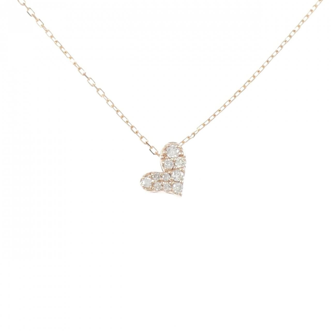 K 10 PG ハート ダイヤモンド ネックレス 0.14 CT