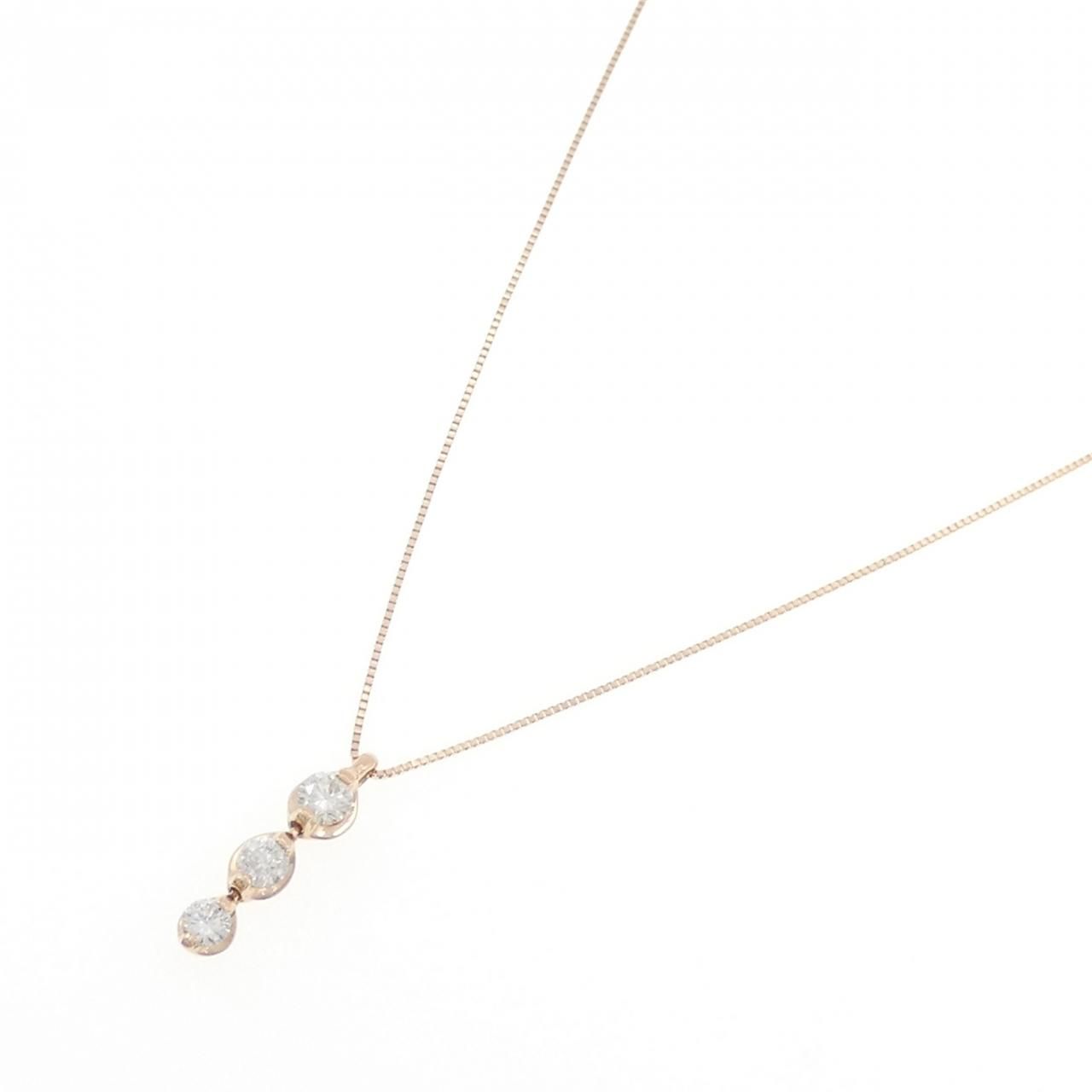 K18PG スリーストーン ダイヤモンド ネックレス 0.30CT - メルカリ