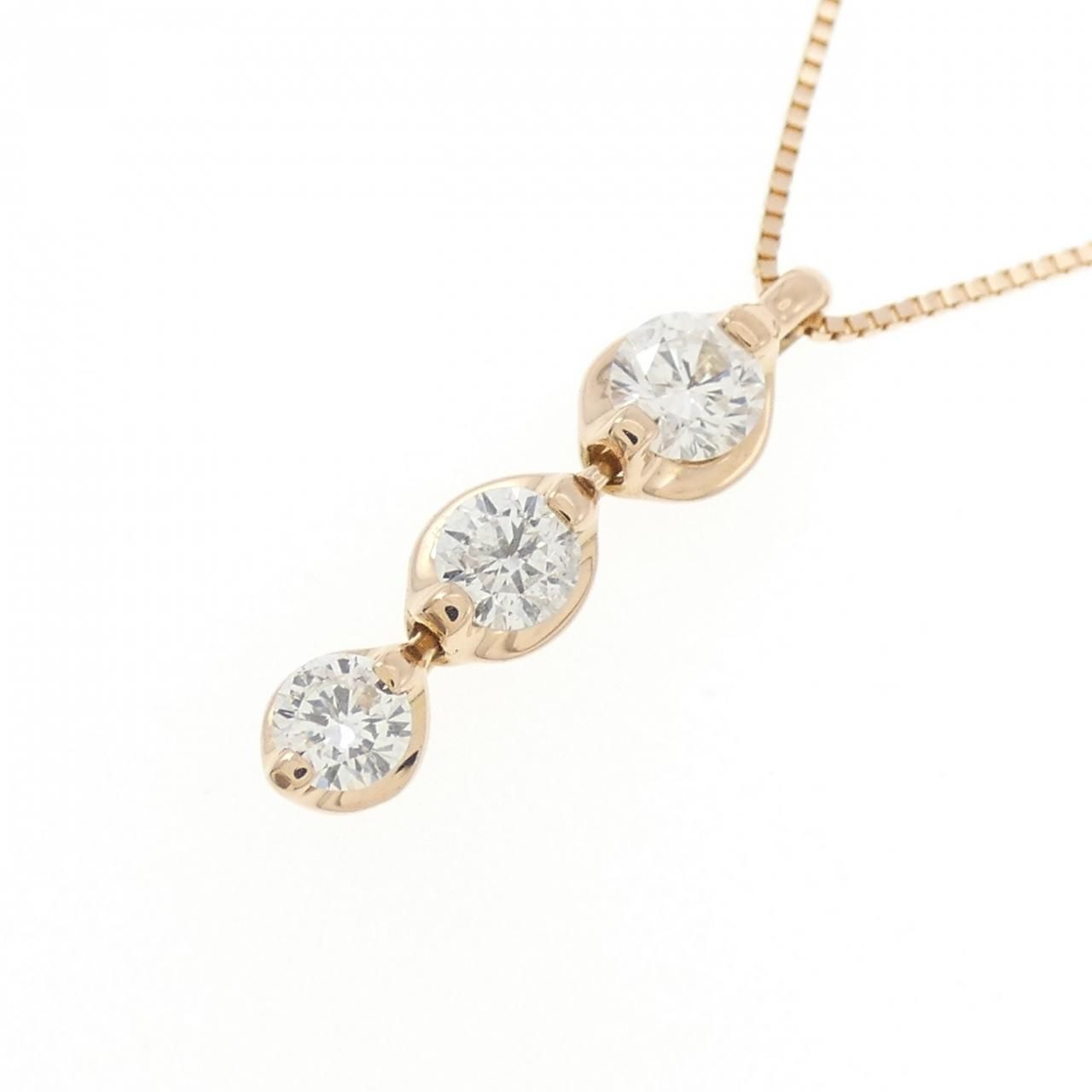K18PG スリーストーン ダイヤモンド ネックレス 0.30CT - メルカリ