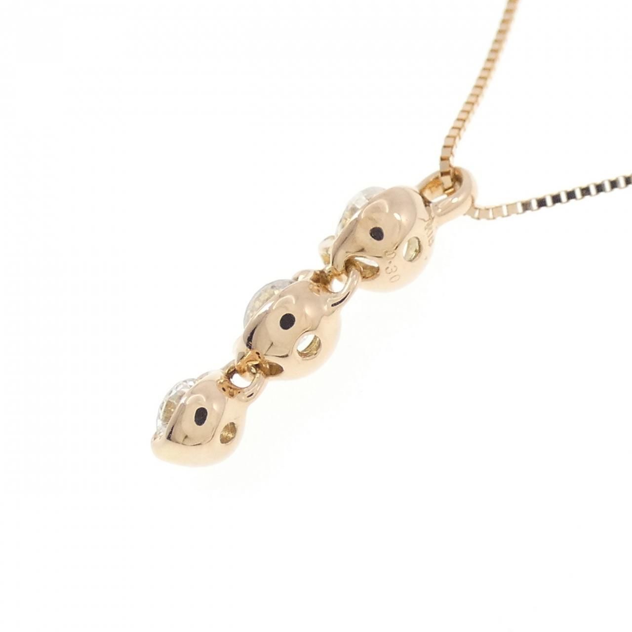 K18PG スリーストーン ダイヤモンド ネックレス 0.30CT - メルカリ