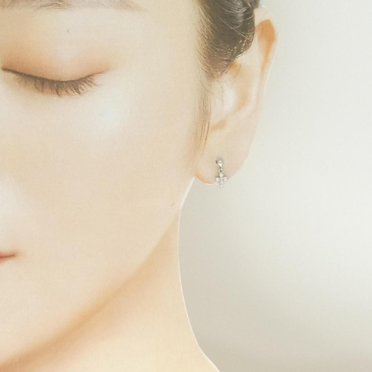 PT/PT900 クロス ダイヤモンド ピアス 0.12CT - メルカリ