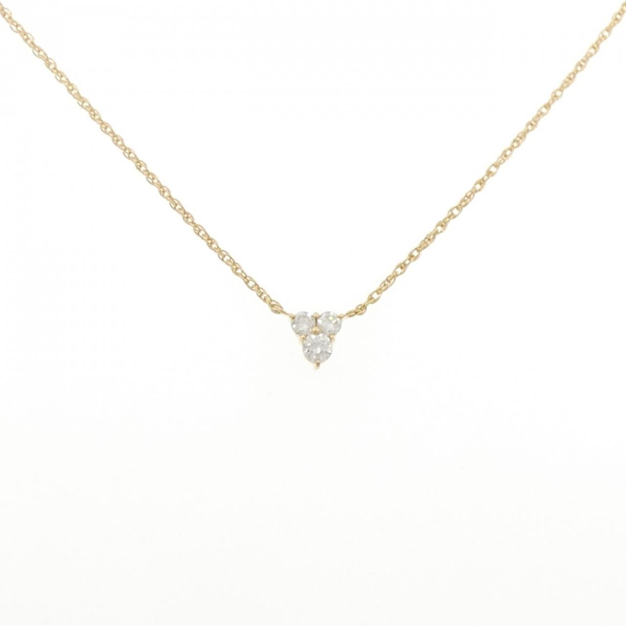K 18 YG スリーストーン ダイヤモンド ネックレス 0.30 CT