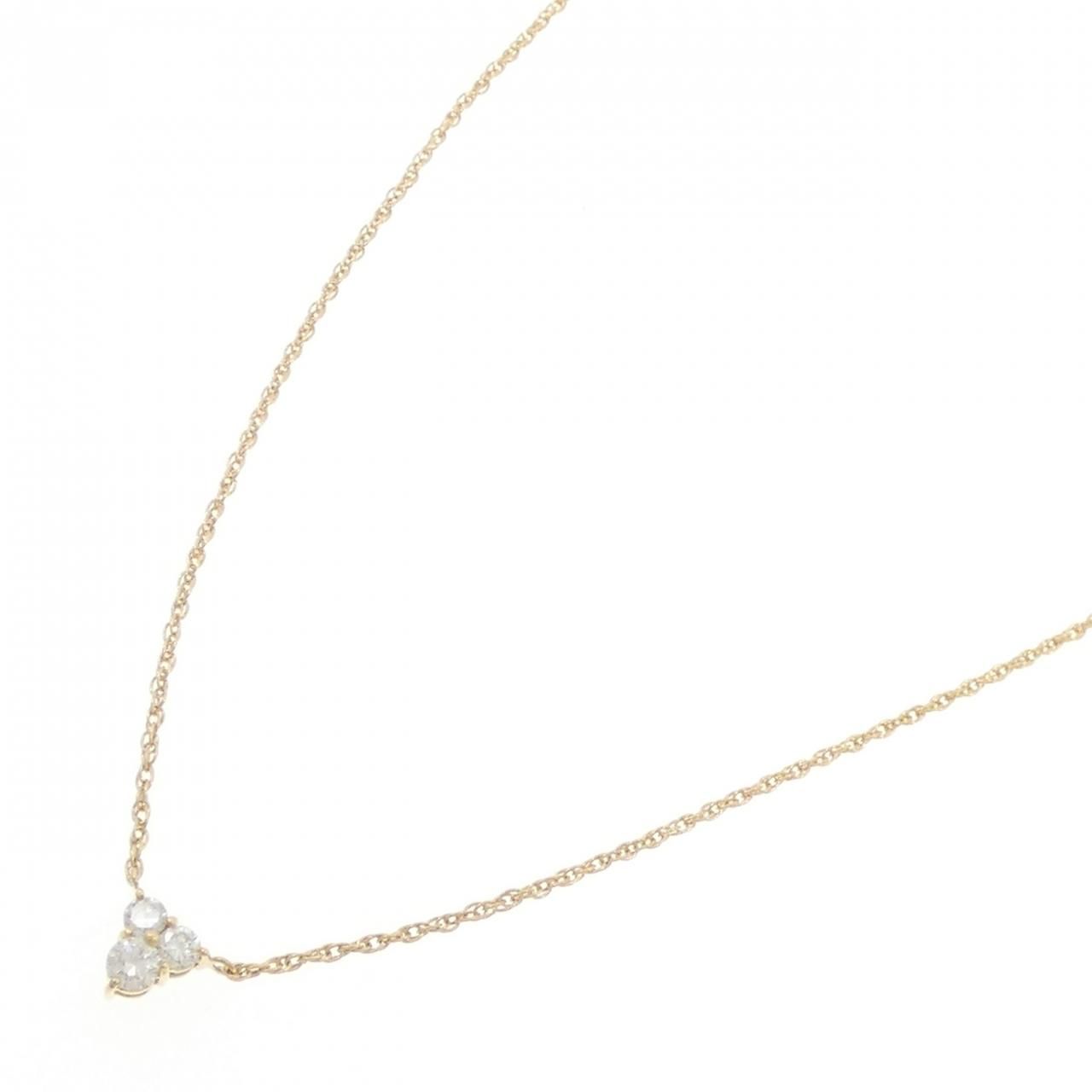 K 18 YG スリーストーン ダイヤモンド ネックレス 0.30 CT