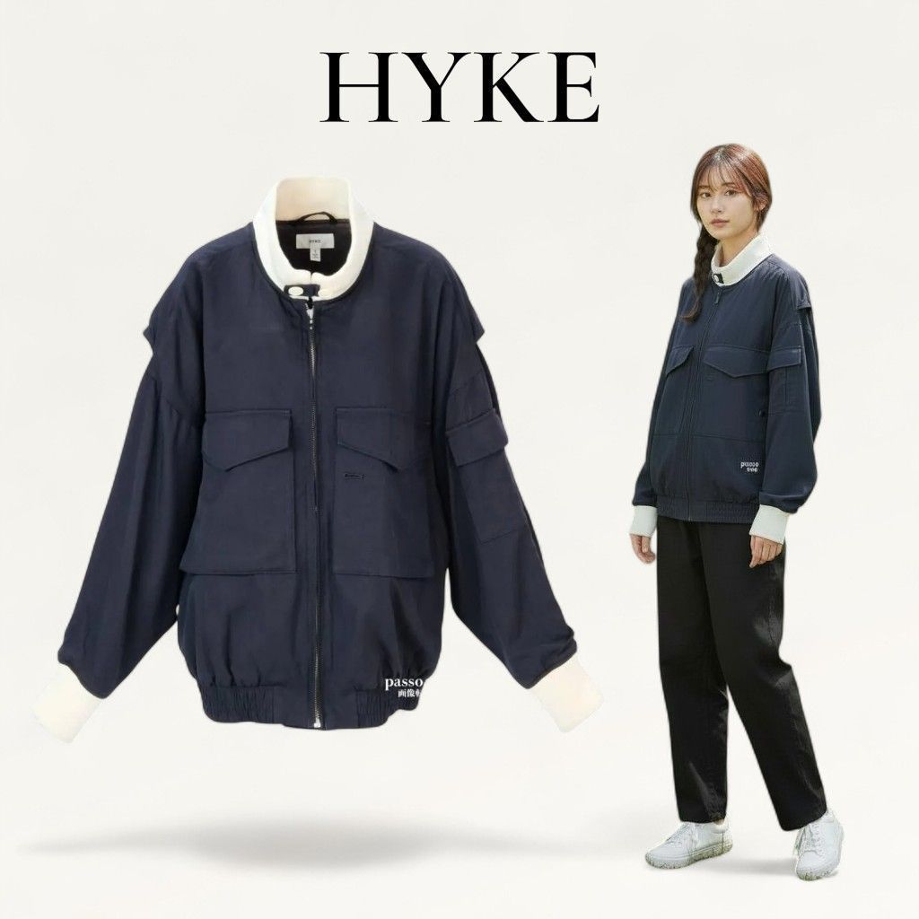 美品】HYKE ハイク WEP(G8) タイプ ブルゾン 黒×白 リブ ユニセックス