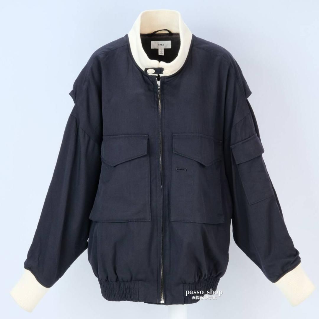 美品】HYKE ハイク WEP(G8) タイプ ブルゾン 黒×白 リブ ユニセックス