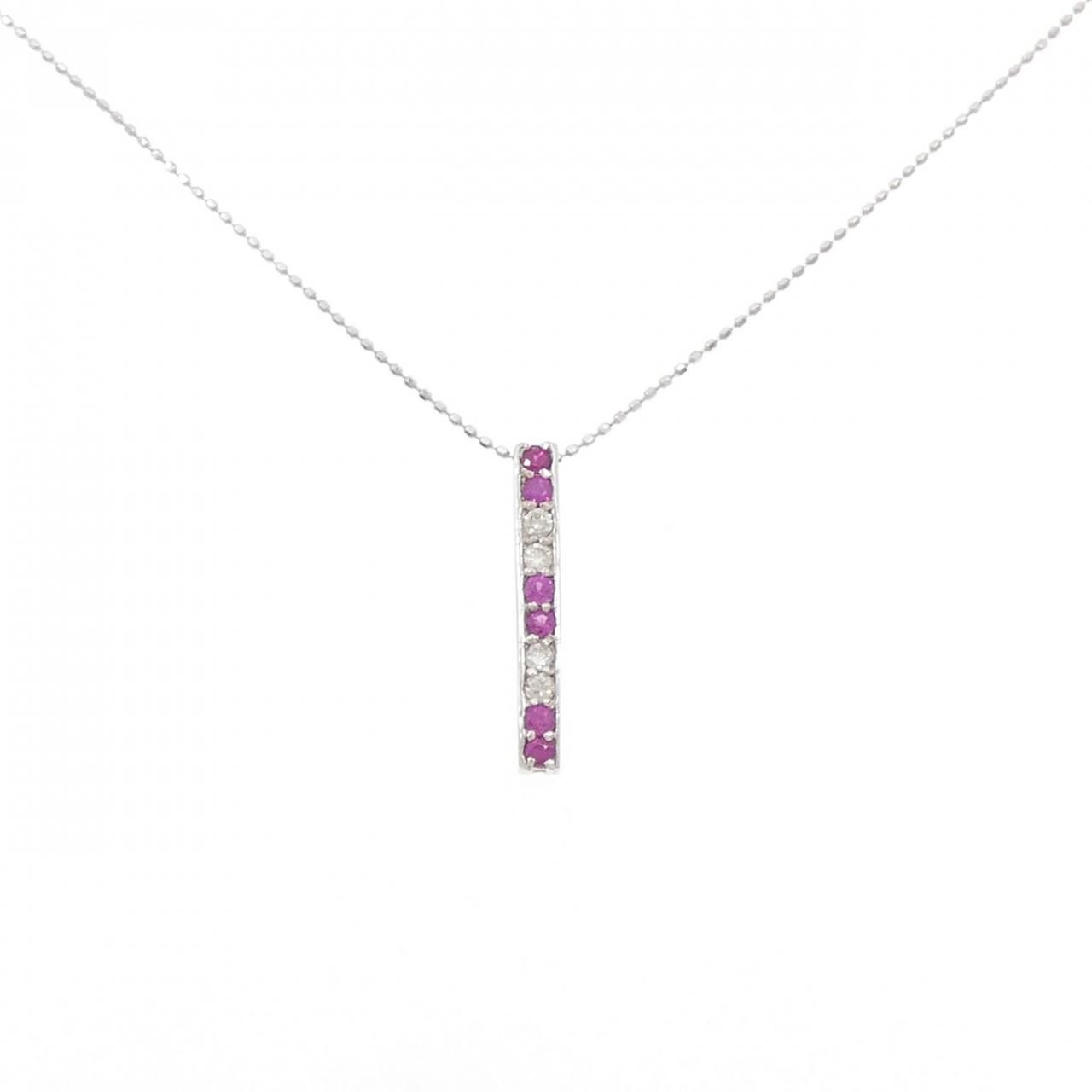 K 18 WG ルビー ネックレス 0 22 CT