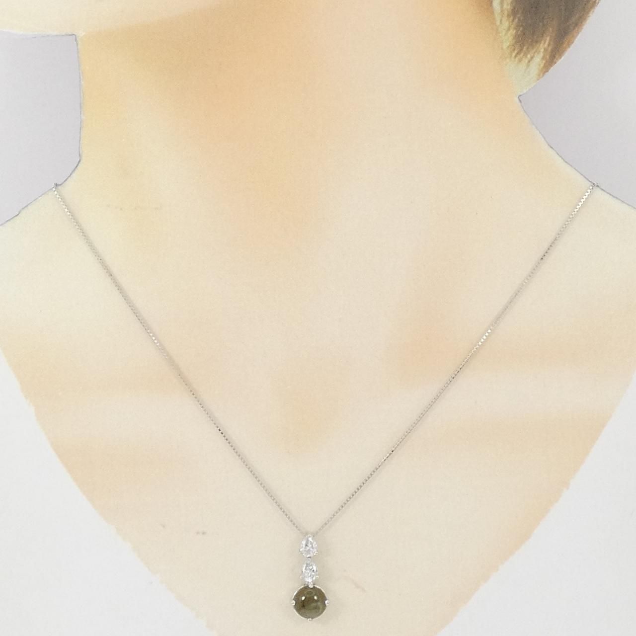 K18WG クリソベリルキャッツアイ ネックレス 3.23CT - メルカリ