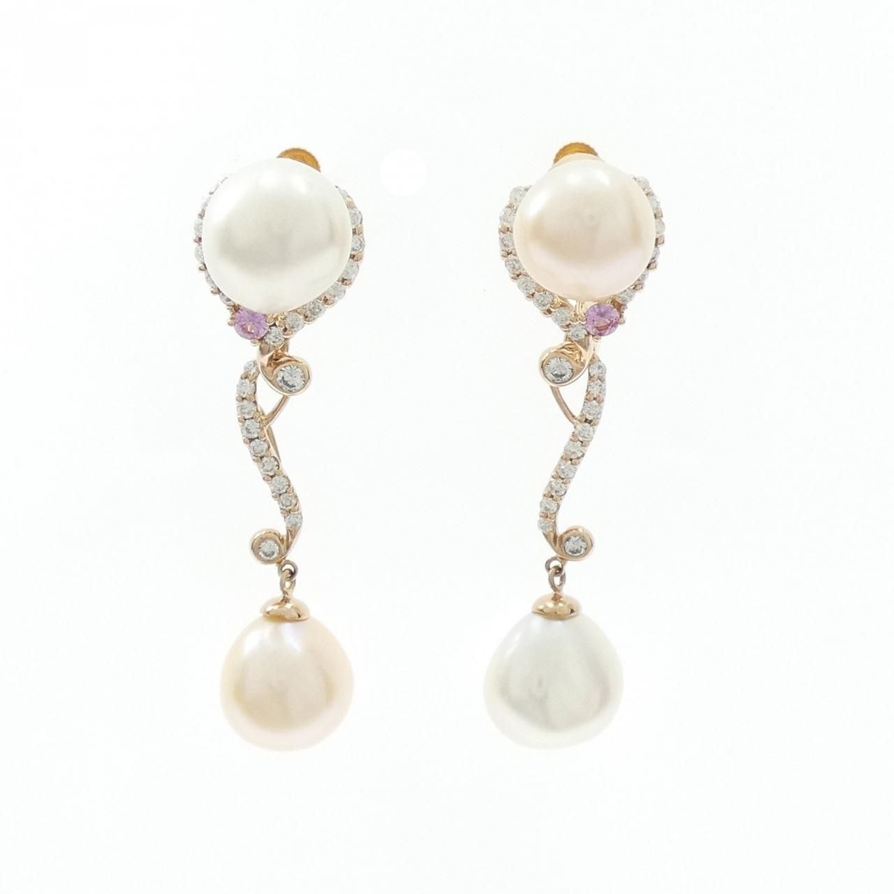 K 18 YG PG 2 WAY 淡水パール イヤリング