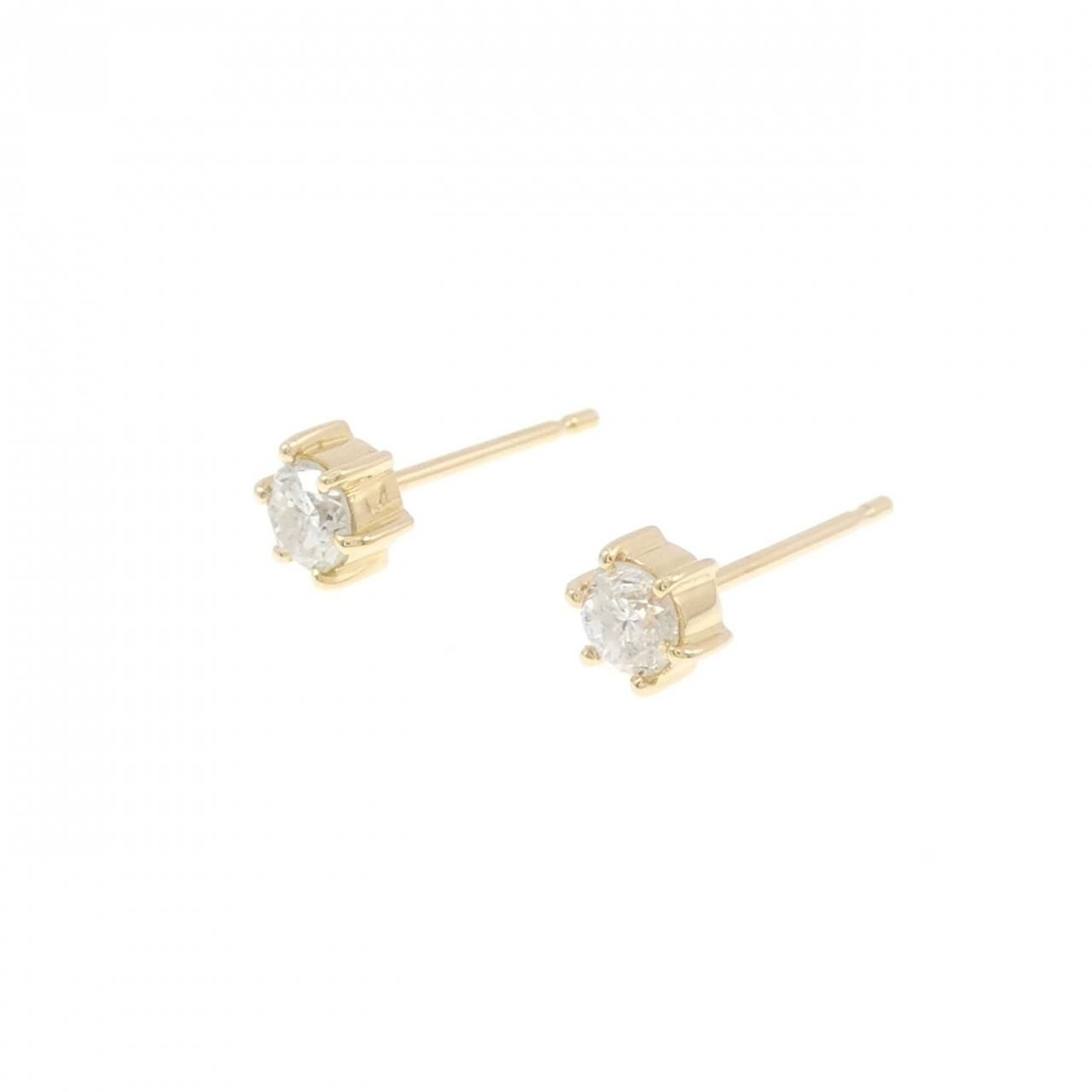 K 18 YG ソリティア ダイヤモンド ピアス 0.28 CT