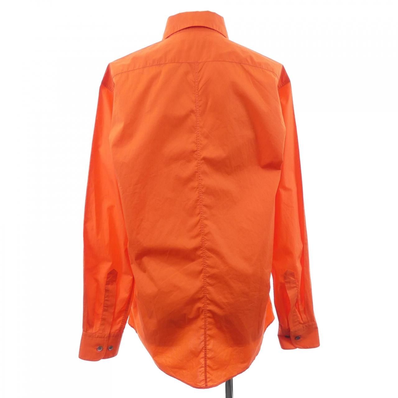 ドリスヴァンノッテン バンドカラー　長袖　シャツ　メンズ　トップス　オレンジ 全品送料無料 スタンドカラー 5分袖オレンジシャツ トップス メンズ