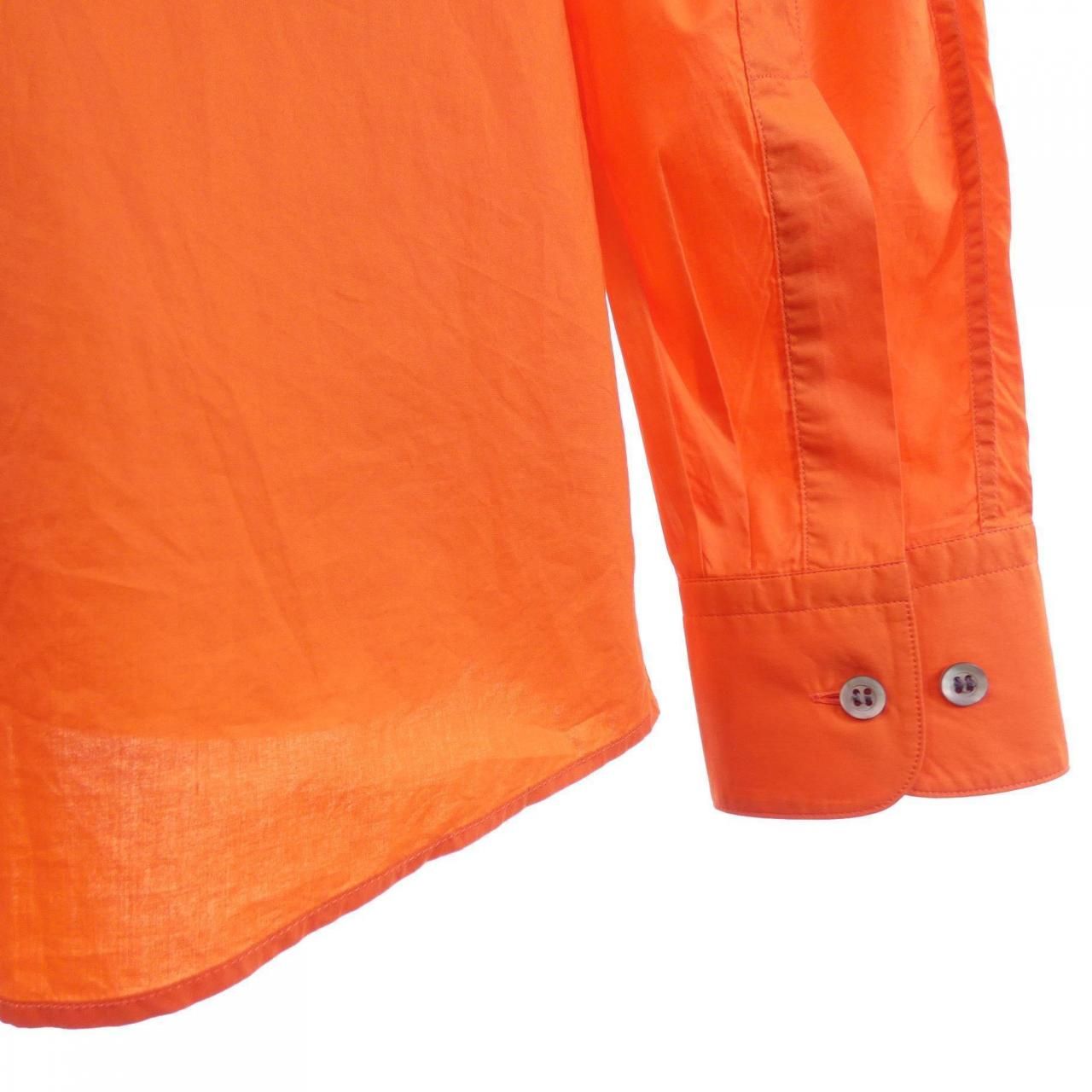 ドリスヴァンノッテン バンドカラー　長袖　シャツ　メンズ　トップス　オレンジ 全品送料無料 スタンドカラー 5分袖オレンジシャツ トップス メンズ