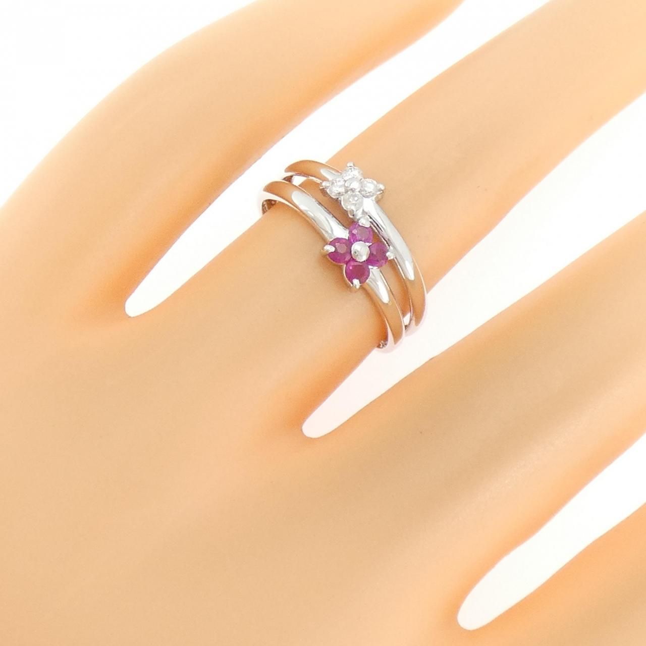 K14WG フラワー ルビー リング - メルカリ
