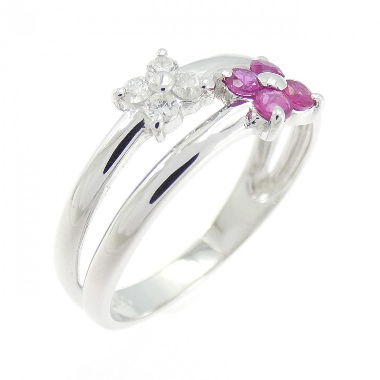 K14WG フラワー ルビー リング - メルカリ