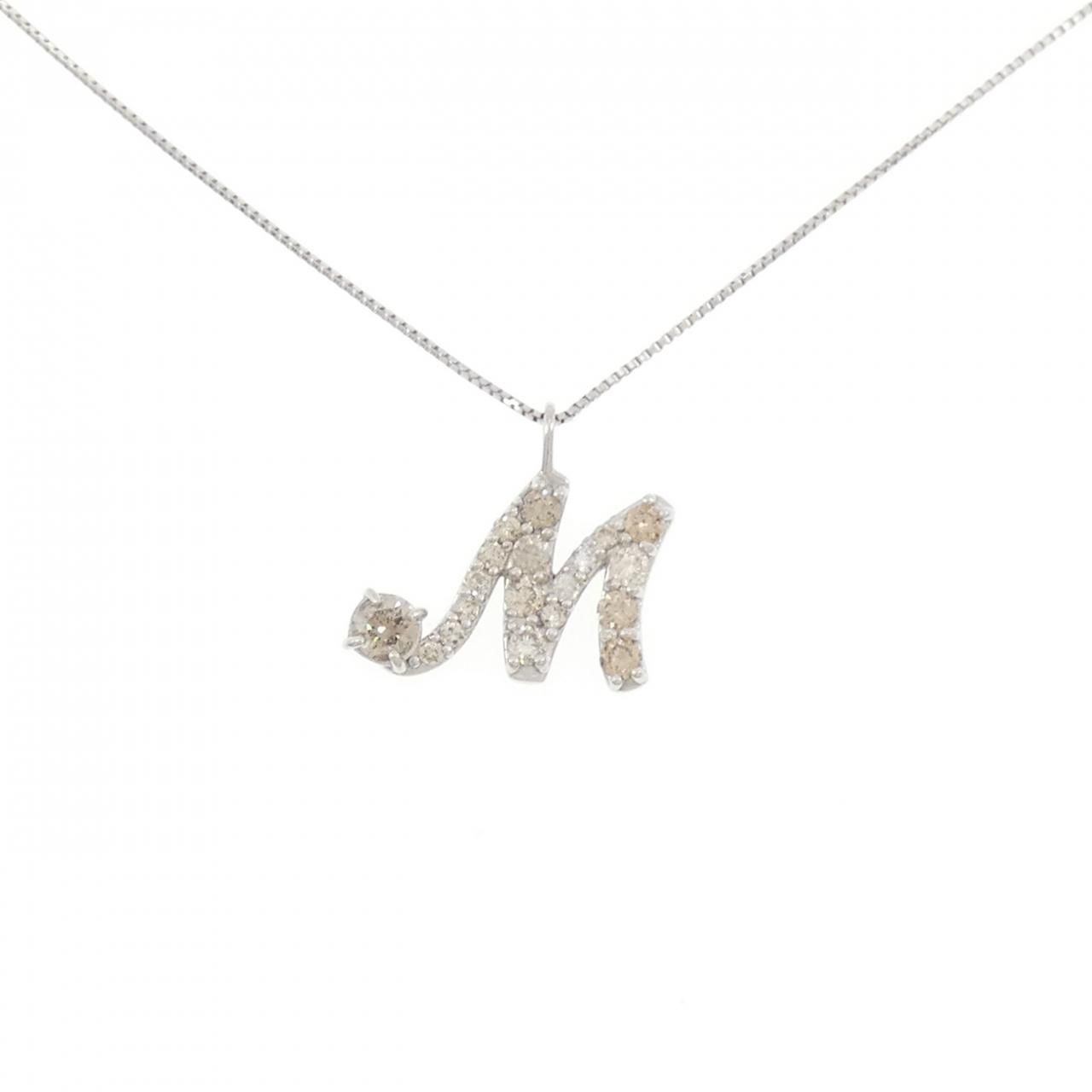 PT900/PT850 イニシャルM ダイヤモンド ネックレス 0.50CT - メルカリ