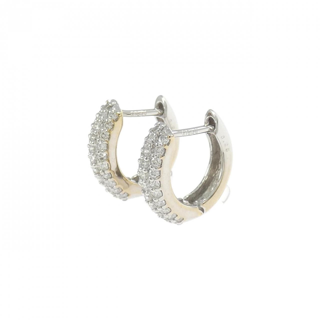 K18WG パヴェ ダイヤモンド フープ ピアス 0.50CT - メルカリ