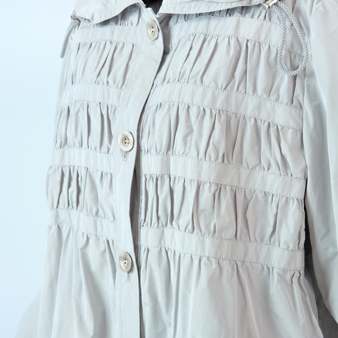 美品】レリアン スプリングコート Aライン 撥水 薄手 ギャザー グレー