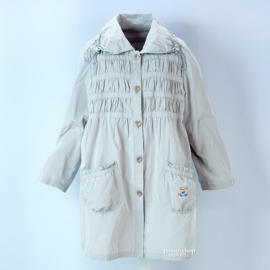 美品】レリアン スプリングコート Aライン 撥水 薄手 ギャザー グレー