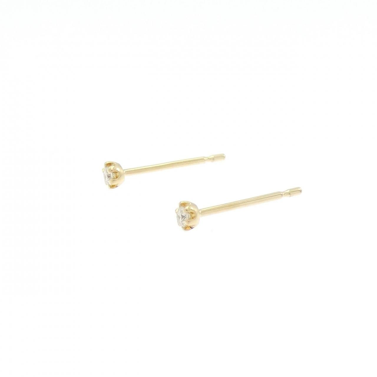 K 18 YG ソリティア ダイヤモンド ピアス 0.04 CT