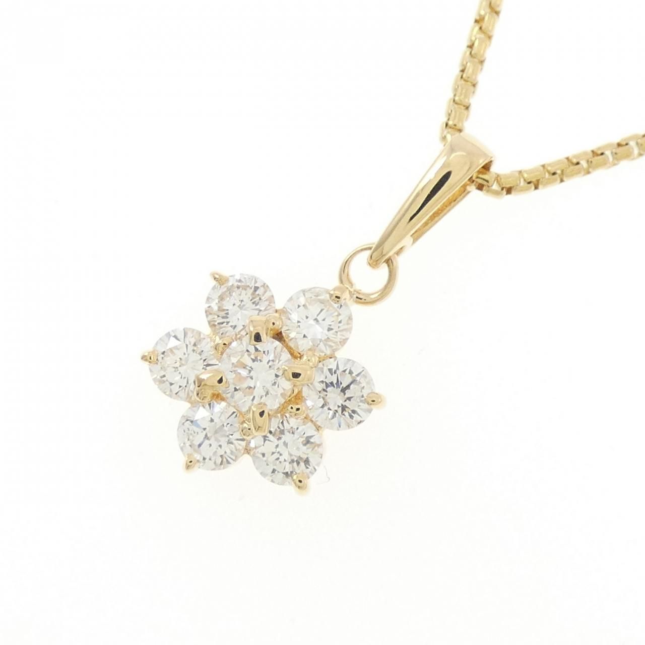 ダイヤモンド フラワー ネックレス K18YG フラワー ダイヤモンド ネックレス 0.53CT - メルカリ