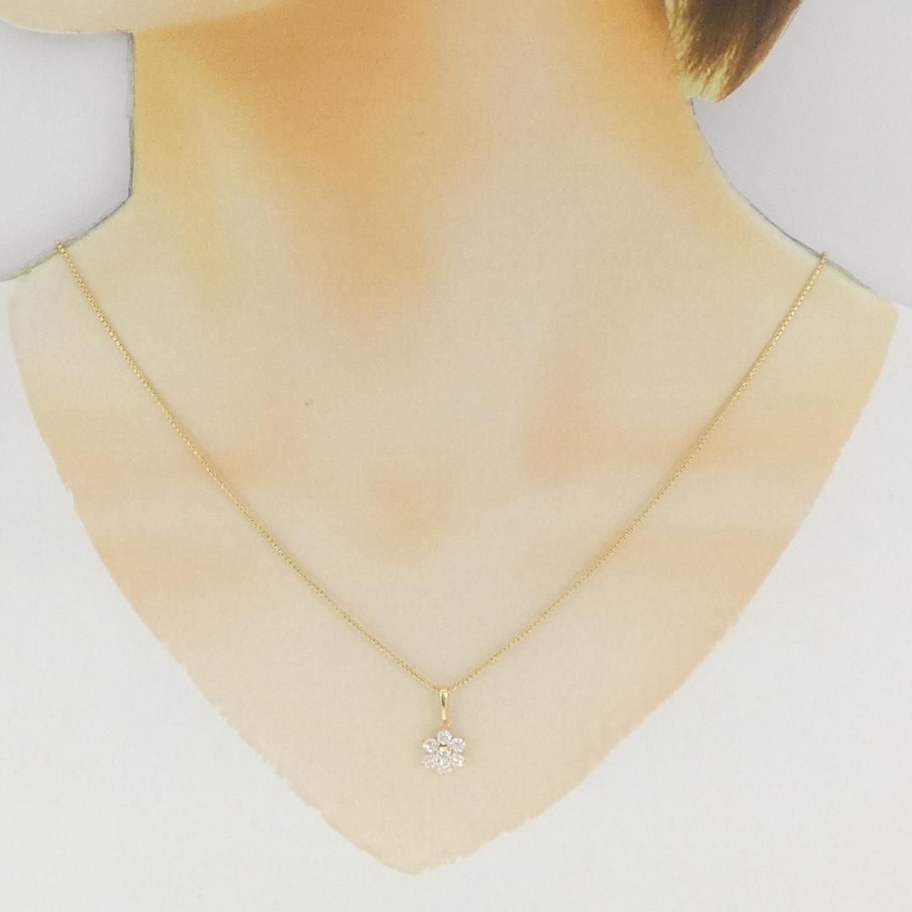 ダイヤモンド フラワー ネックレス K18YG フラワー ダイヤモンド ネックレス 0.53CT - メルカリ