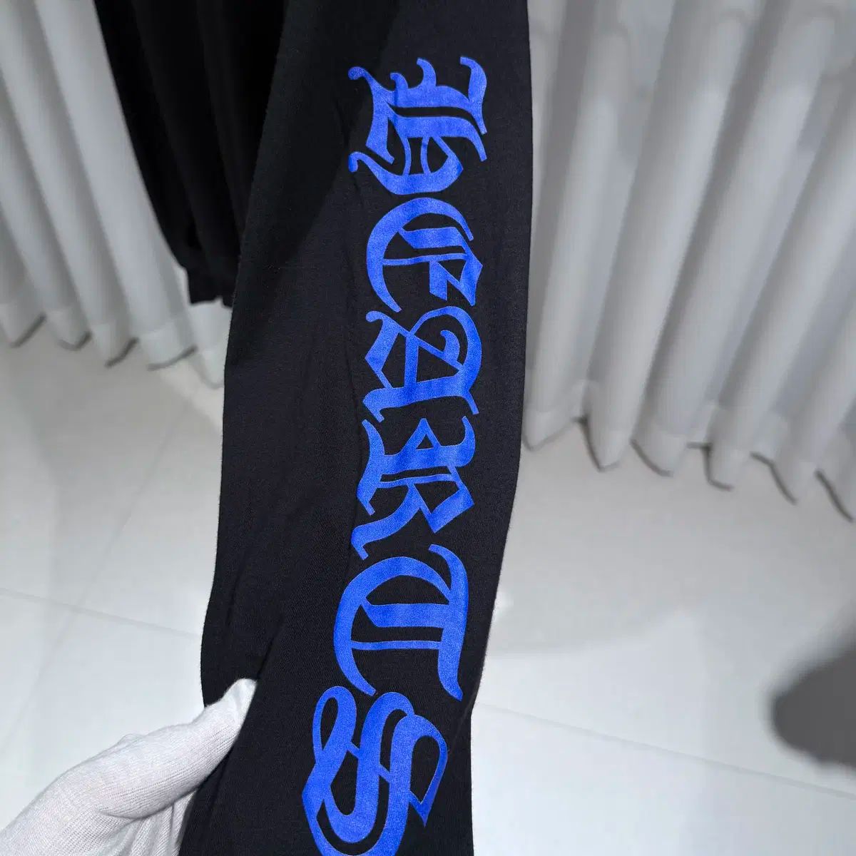  M クロムハーツ ロゴ レタリング ブルー ブラック ロングスリーブ 長袖 Tシャツ カットソー