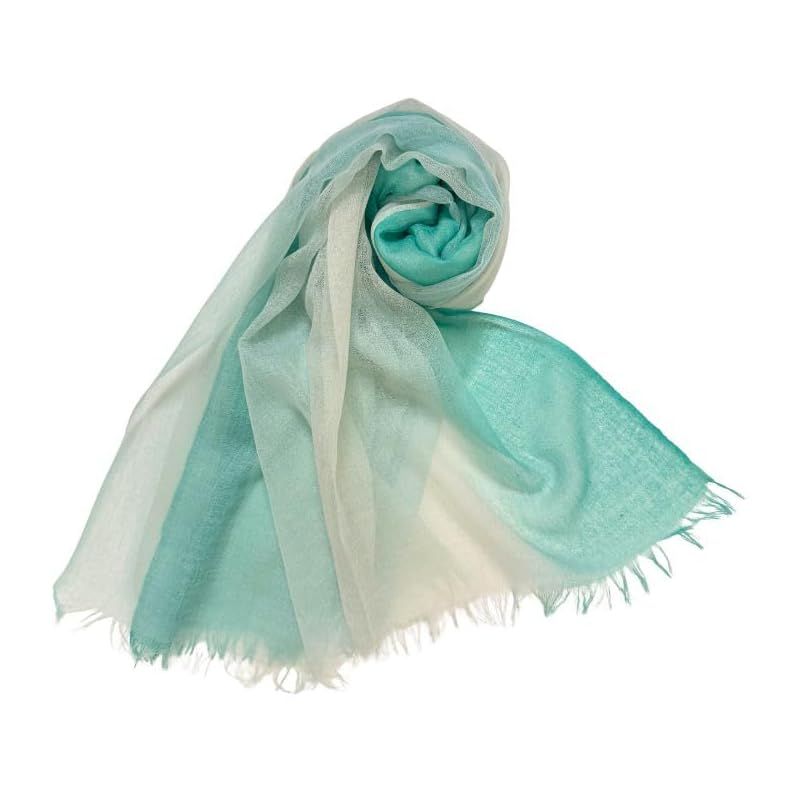 彡 I.P.P ストール カシミヤ 手洗いOK 約30 gのカシミヤシフォンストール Airfuwa エアふわ エメラルドブルー 0