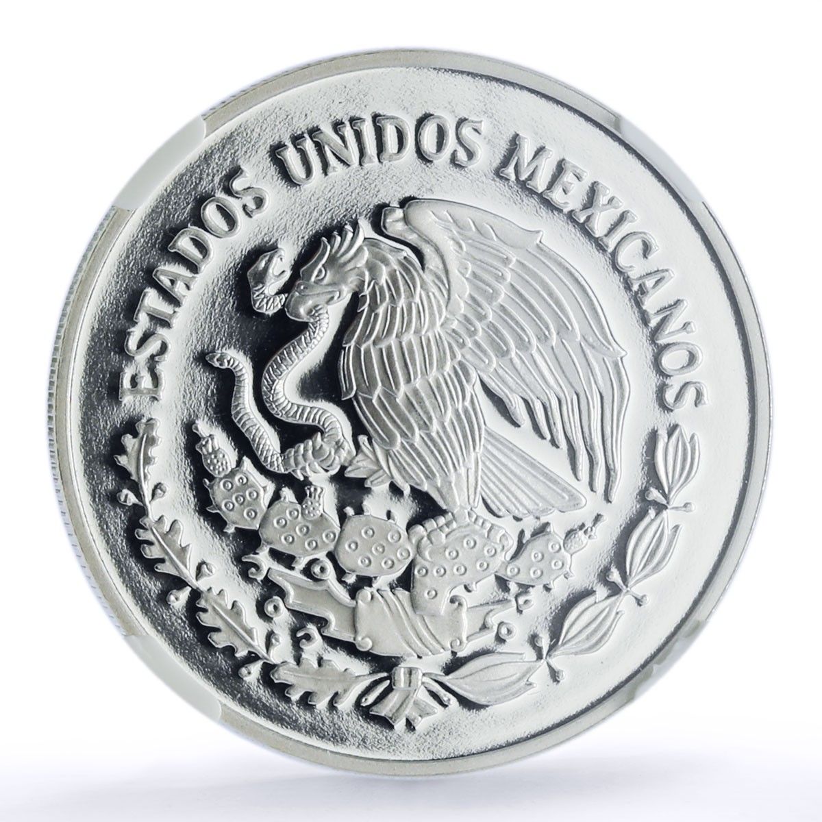 メキシコ 5ペソ クアウテモック 100周年記念海軍学校船 PF 68 NGC 銀貨