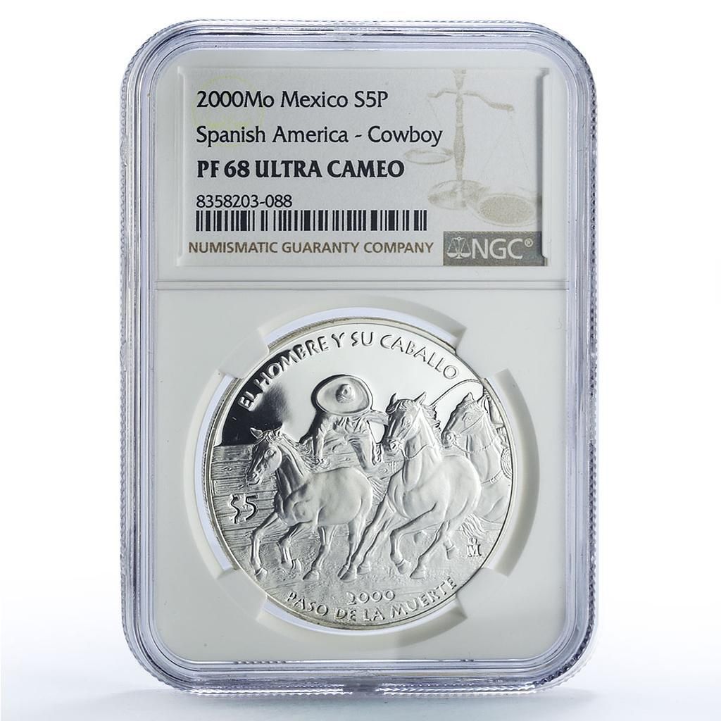 メキシコ 5 ペソ パソ ムエルテ マン ホース イベロ アメリカン PF68